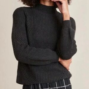 Marine Layer Erin Black Dark Gray Cotton-Wool Blend Mock Turtleneck- Size XS-NWT